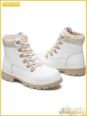 HEAWISH Women's Faux Leather Fur Lined Ankle Boots Water Resistant Non Slip